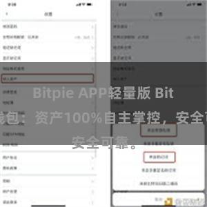 Bitpie APP轻量版 Bitpie钱包：资产100%自主掌控，安全可靠。